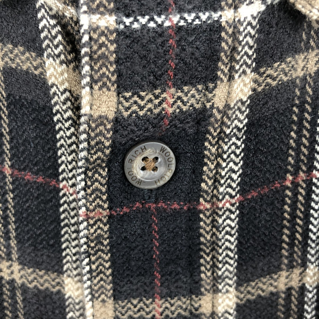 Woolrich WOOLRICH Long-Sleeve Button-Down Light Flannel Check Shirt, Men's Size XL (approx.) cotton brown type Vintage Second Hand