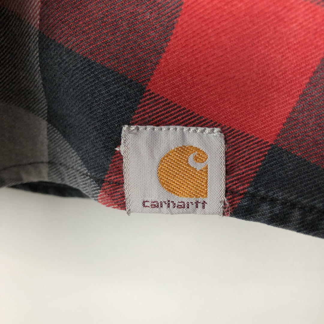 Carhartt ORIGINAL FIT long sleeve heavy flannel check shirt, men's XL size cotton red type Vintage Second Hand
