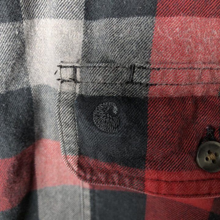 Carhartt ORIGINAL FIT long sleeve heavy flannel check shirt, men's XL size cotton red type Vintage Second Hand