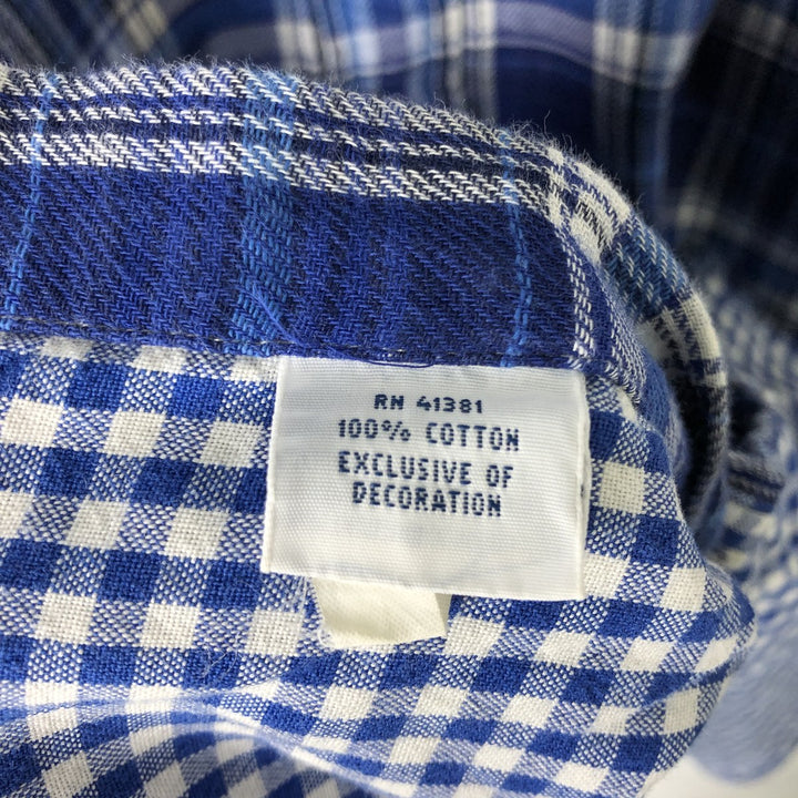 Ralph Lauren long-sleeved button-down flannel check shirt, men's size L cotton blue type Vintage Second Hand