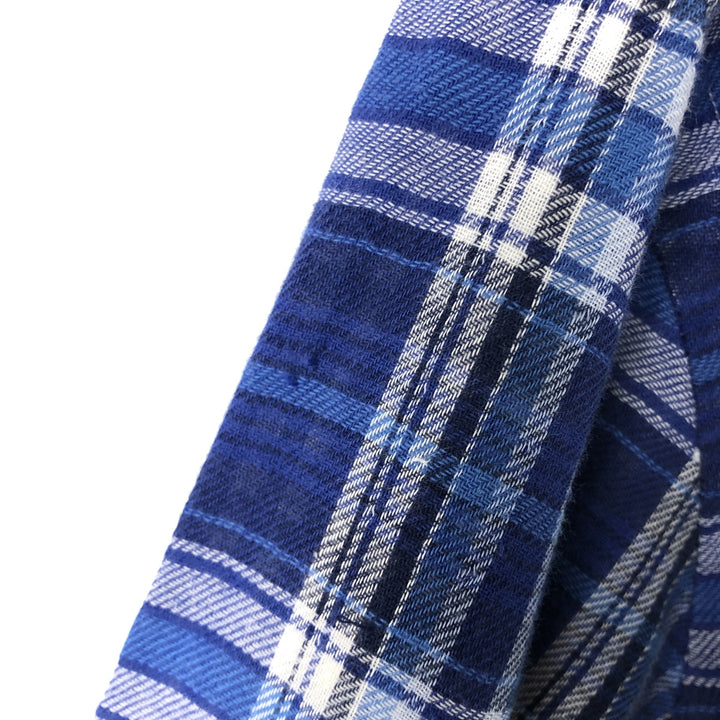 Ralph Lauren long-sleeved button-down flannel check shirt, men's size L cotton blue type Vintage Second Hand
