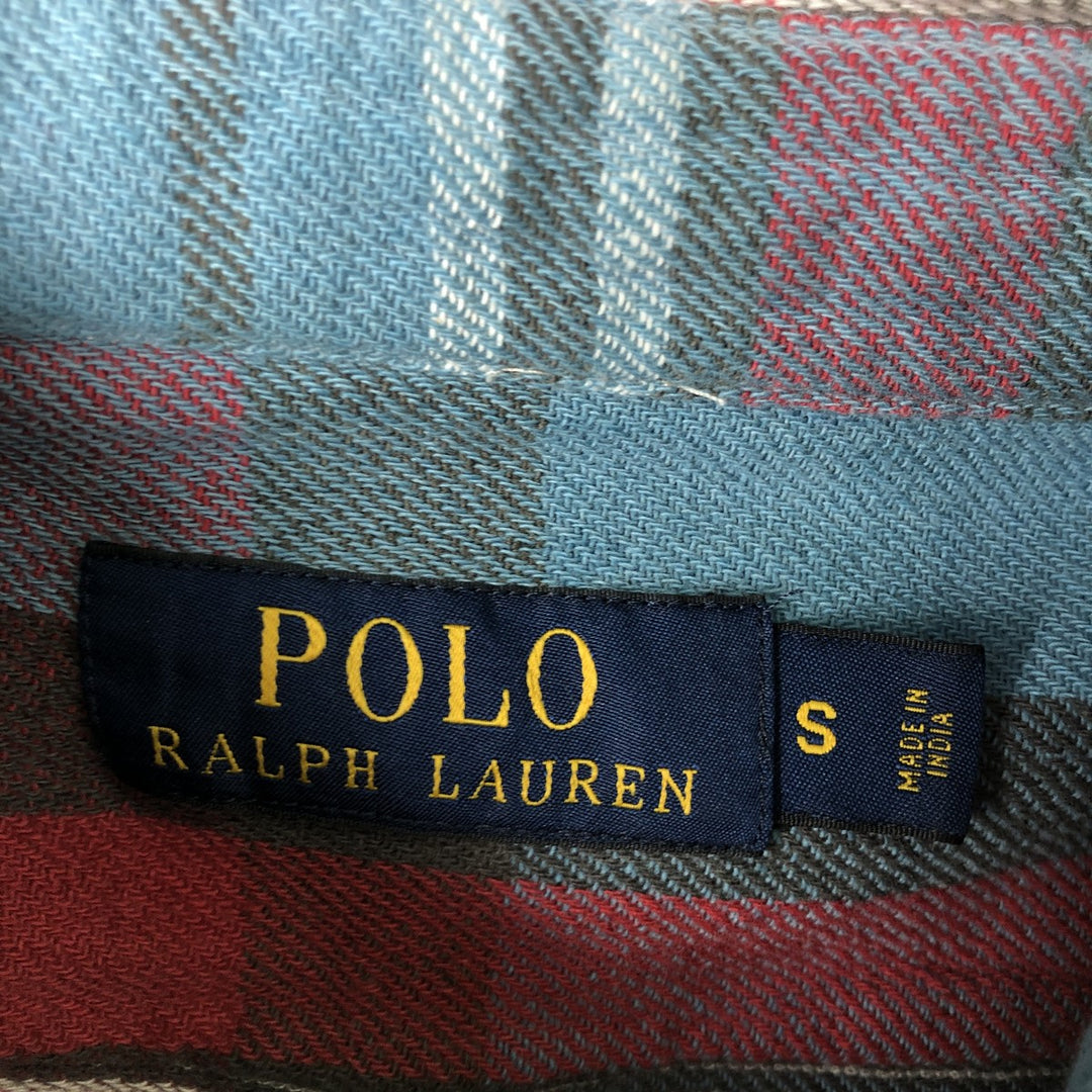 Ralph Lauren POLO RALPH LAUREN long-sleeved flannel check shirt, men's size S cotton Blue type light blue Vintage Second Hand