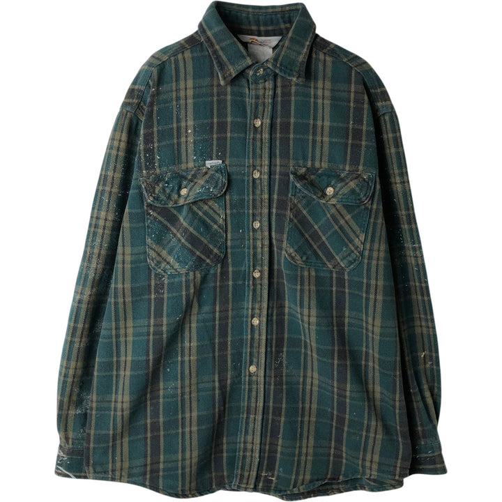 Carhartt RUGGED OUTDOOR WEAR Long-Sleeve Heavy Flannel Check Shirt, Men's Size L (approx.) unclear Green type dark green Vintage Second Hand