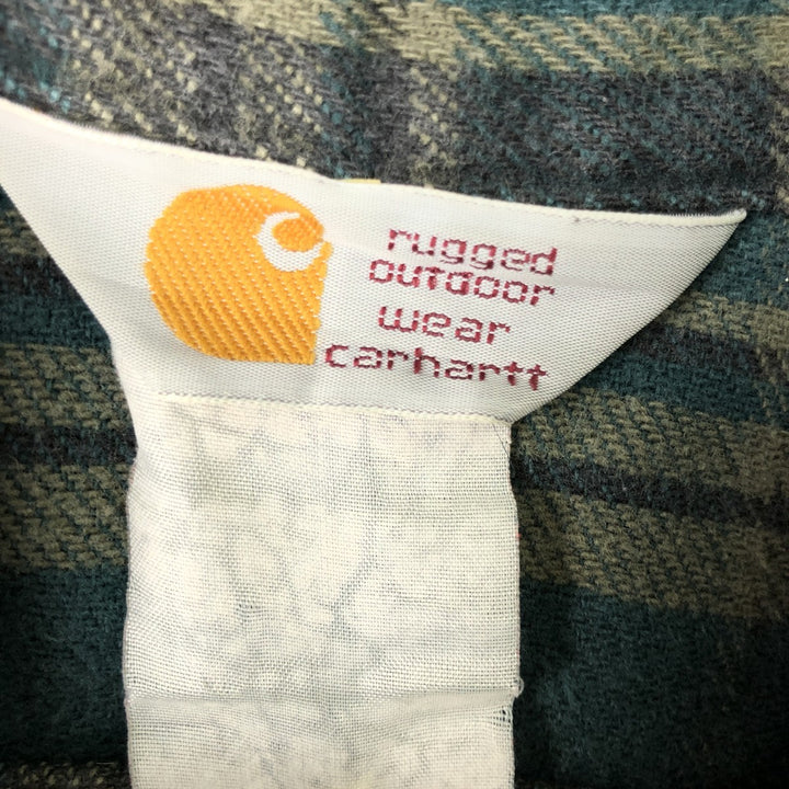Carhartt RUGGED OUTDOOR WEAR Long-Sleeve Heavy Flannel Check Shirt, Men's Size L (approx.) unclear Green type dark green Vintage Second Hand
