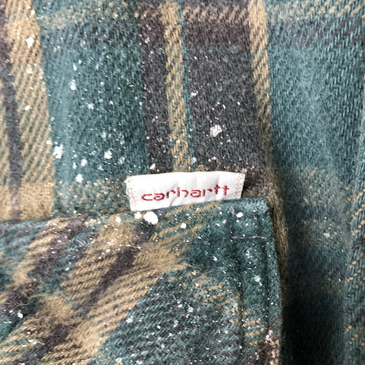Carhartt RUGGED OUTDOOR WEAR Long-Sleeve Heavy Flannel Check Shirt, Men's Size L (approx.) unclear Green type dark green Vintage Second Hand