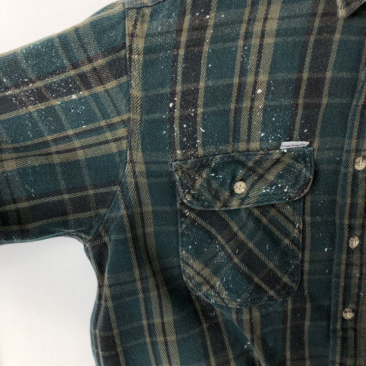 Carhartt RUGGED OUTDOOR WEAR Long-Sleeve Heavy Flannel Check Shirt, Men's Size L (approx.) unclear Green type dark green Vintage Second Hand