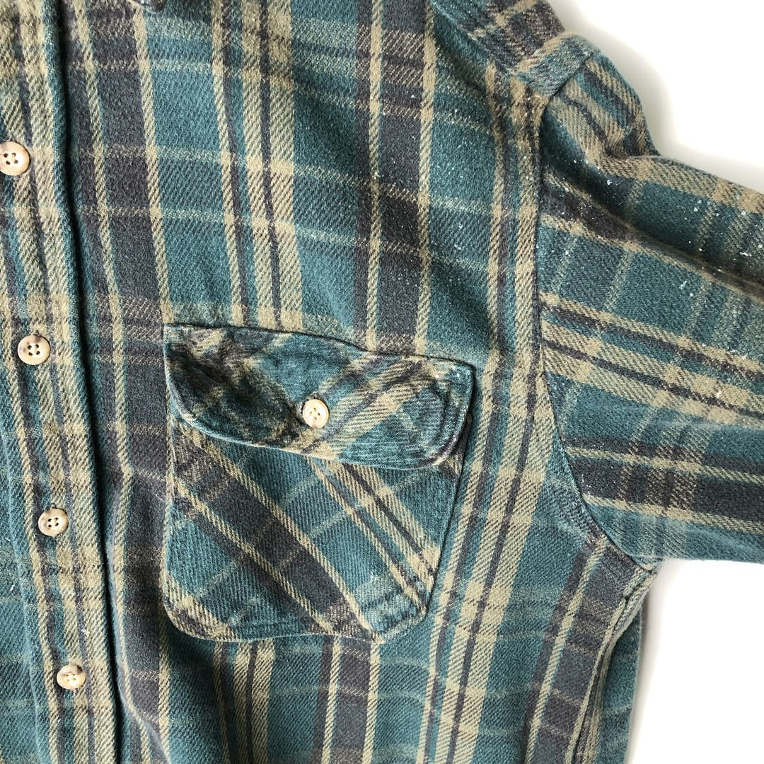 Carhartt RUGGED OUTDOOR WEAR Long-Sleeve Heavy Flannel Check Shirt, Men's Size L (approx.) unclear Green type dark green Vintage Second Hand