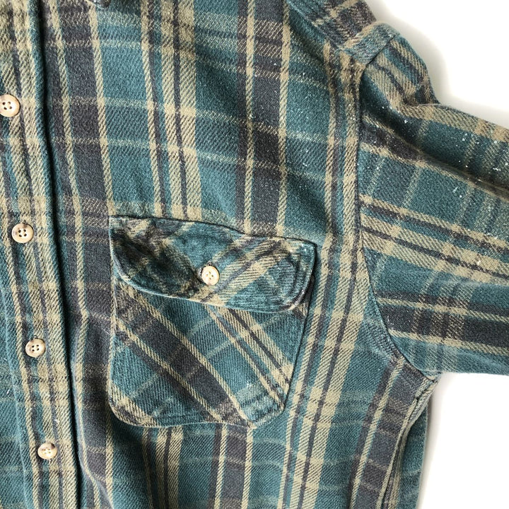 Carhartt RUGGED OUTDOOR WEAR Long-Sleeve Heavy Flannel Check Shirt, Men's Size L (approx.) unclear Green type dark green Vintage Second Hand
