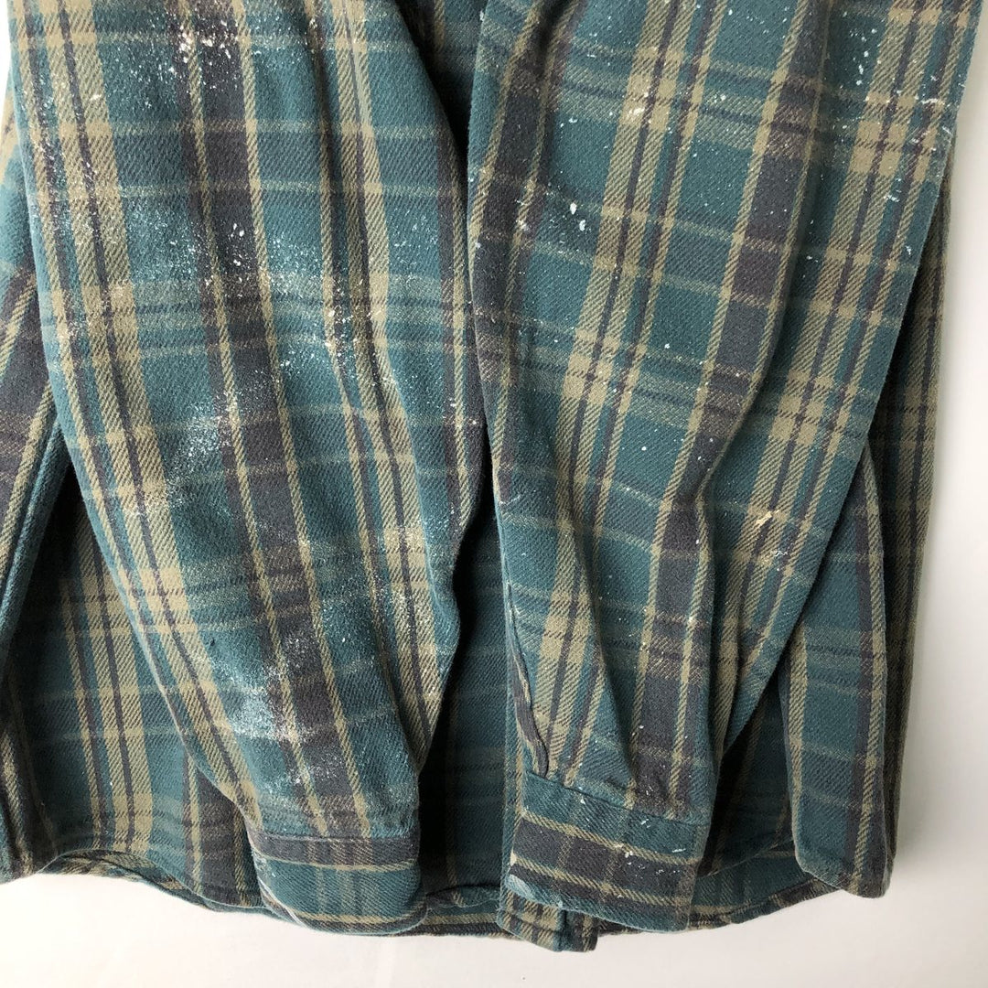 Carhartt RUGGED OUTDOOR WEAR Long-Sleeve Heavy Flannel Check Shirt, Men's Size L (approx.) unclear Green type dark green Vintage Second Hand