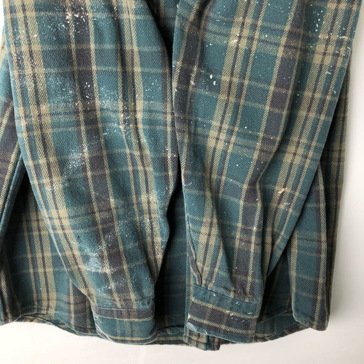 Carhartt RUGGED OUTDOOR WEAR Long-Sleeve Heavy Flannel Check Shirt, Men's Size L (approx.) unclear Green type dark green Vintage Second Hand
