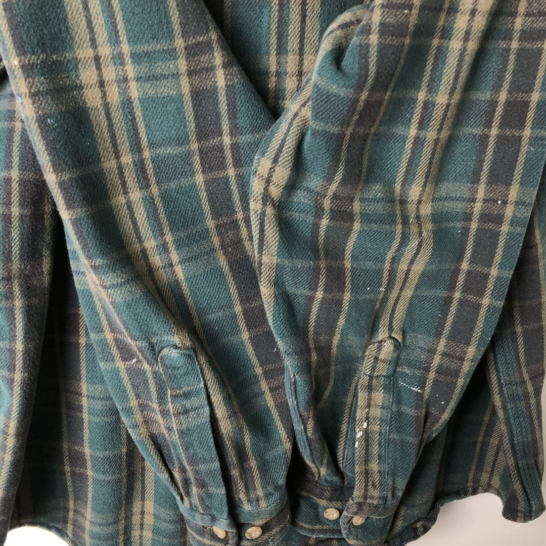Carhartt RUGGED OUTDOOR WEAR Long-Sleeve Heavy Flannel Check Shirt, Men's Size L (approx.) unclear Green type dark green Vintage Second Hand
