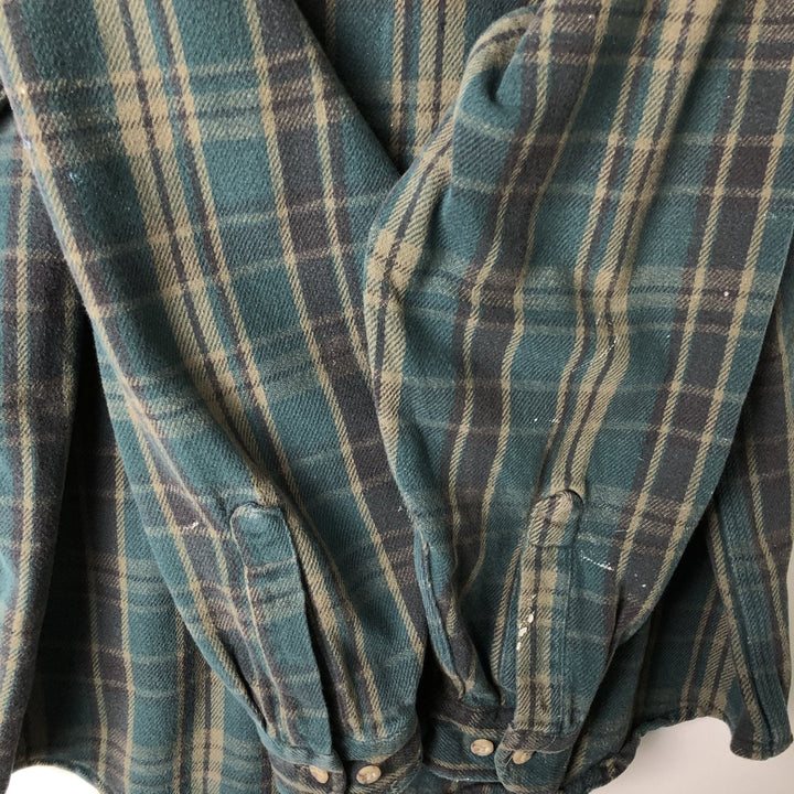 Carhartt RUGGED OUTDOOR WEAR Long-Sleeve Heavy Flannel Check Shirt, Men's Size L (approx.) unclear Green type dark green Vintage Second Hand