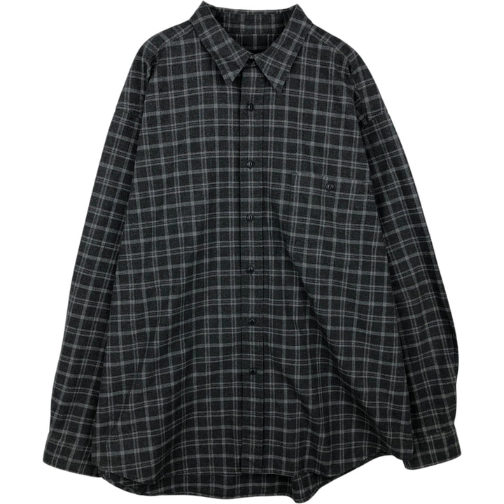 Eddie Bauer Men's Long Sleeve Flannel Check Shirt, Size XL cotton gray type Vintage Second Hand