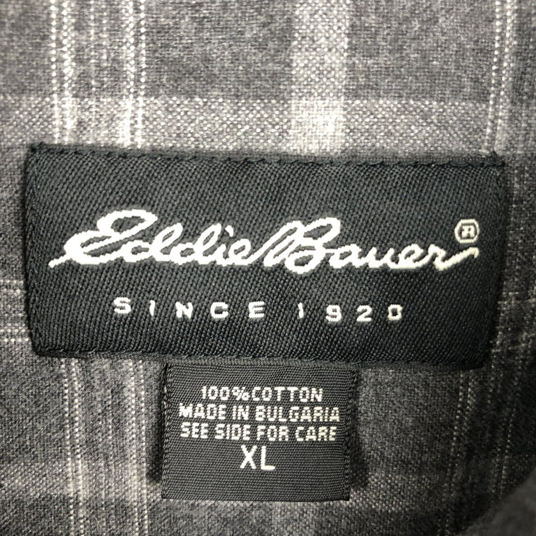 Eddie Bauer Men's Long Sleeve Flannel Check Shirt, Size XL cotton gray type Vintage Second Hand