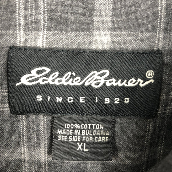 Eddie Bauer Men's Long Sleeve Flannel Check Shirt, Size XL cotton gray type Vintage Second Hand