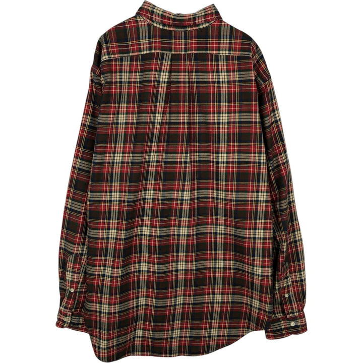 Ralph Lauren POLO by Ralph Lauren CLASSIC FIT Long-Sleeve Button-Down Flannel Check Shirt, Men's Size XL (approx.) cotton red type Vintage Second Hand