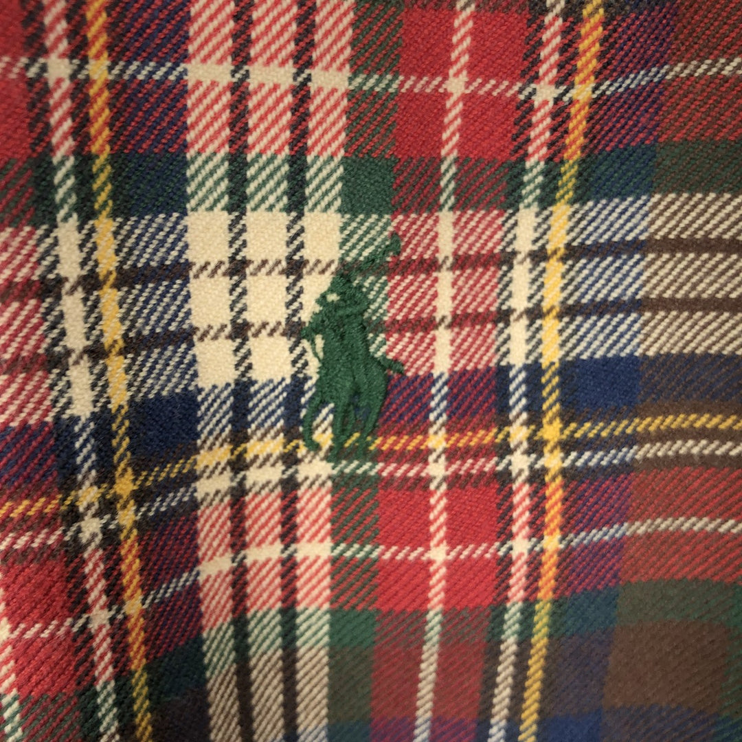 Ralph Lauren POLO by Ralph Lauren CLASSIC FIT Long-Sleeve Button-Down Flannel Check Shirt, Men's Size XL (approx.) cotton red type Vintage Second Hand