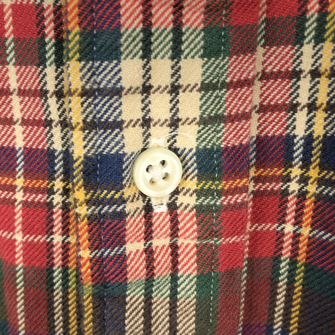 Ralph Lauren POLO by Ralph Lauren CLASSIC FIT Long-Sleeve Button-Down Flannel Check Shirt, Men's Size XL (approx.) cotton red type Vintage Second Hand