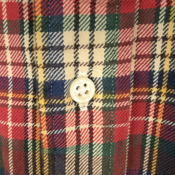 Ralph Lauren POLO by Ralph Lauren CLASSIC FIT Long-Sleeve Button-Down Flannel Check Shirt, Men's Size XL (approx.) cotton red type Vintage Second Hand