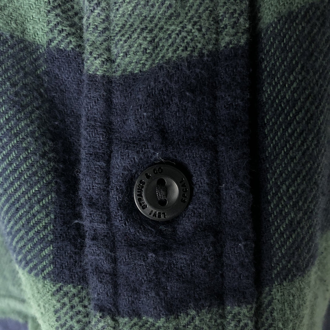 Levi's STANDARD Buffalo Check Long-Sleeve Flannel Check Shirt, Men's Size L (approx.) cotton green type Vintage Second Hand