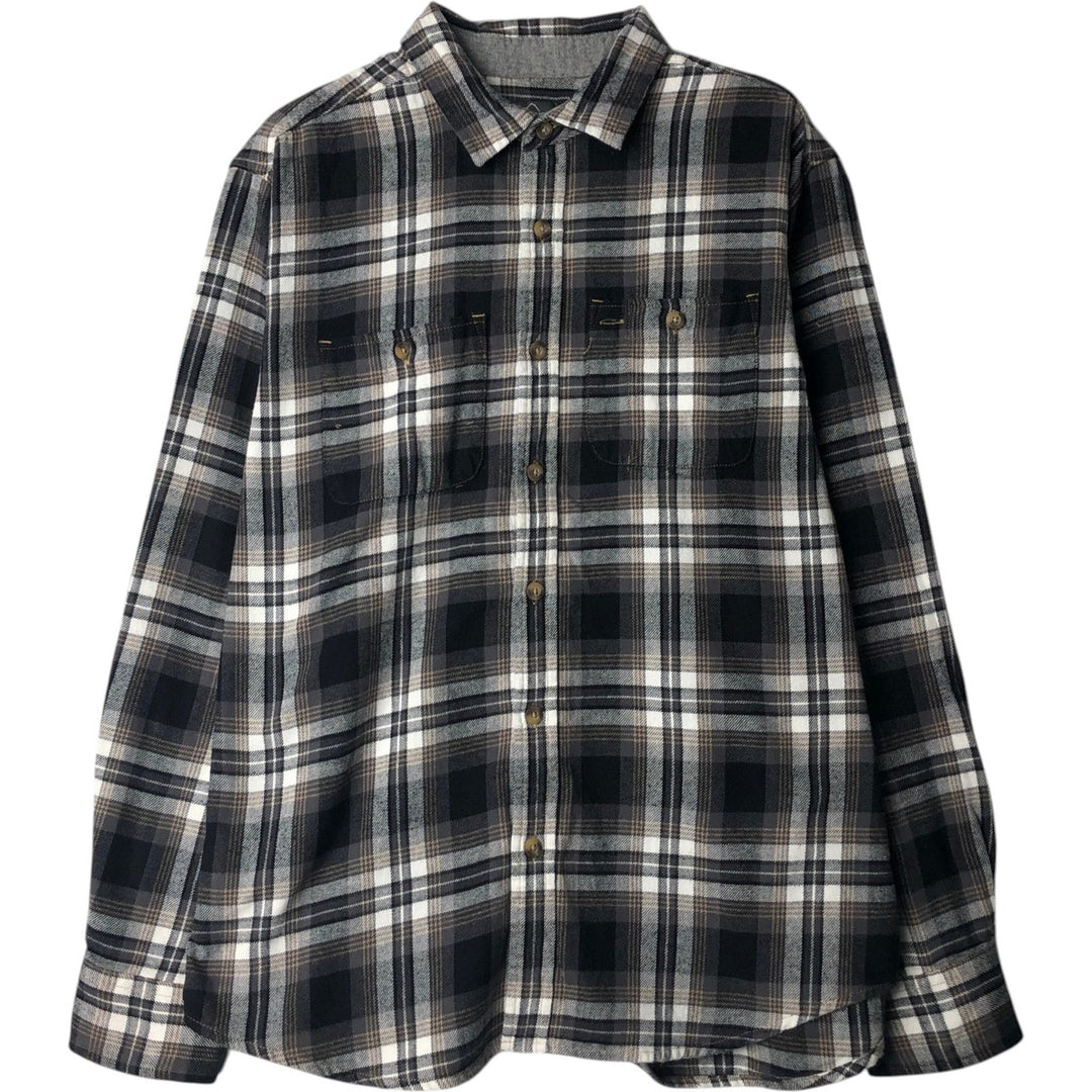 Eddie Bauer Ombre Check Long-Sleeve Flannel Check Shirt, Men's Size L (approx.) cotton black type Vintage Second Hand