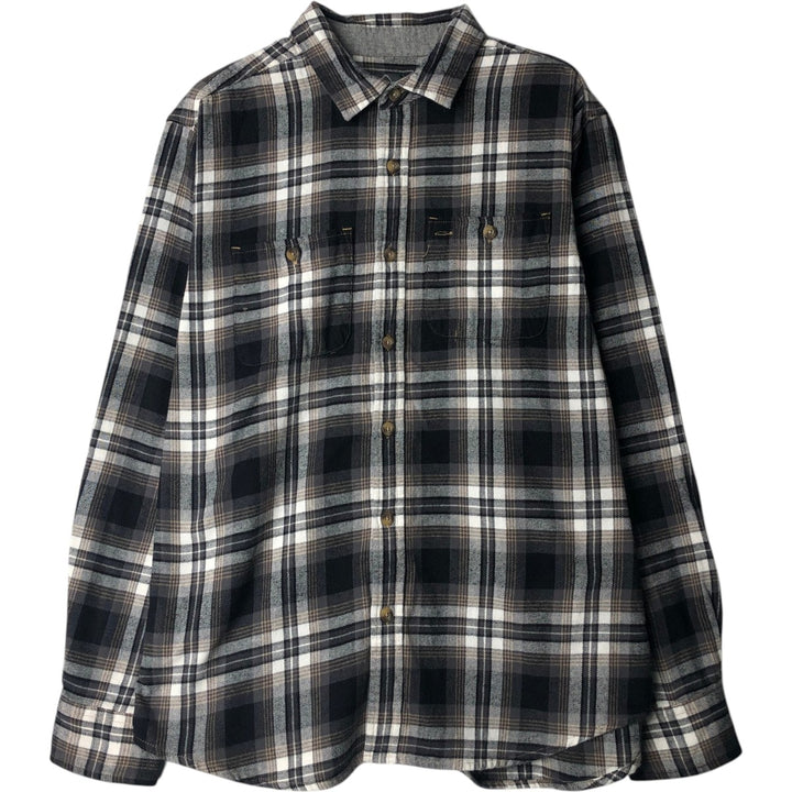 Eddie Bauer Ombre Check Long-Sleeve Flannel Check Shirt, Men's Size L (approx.) cotton black type Vintage Second Hand
