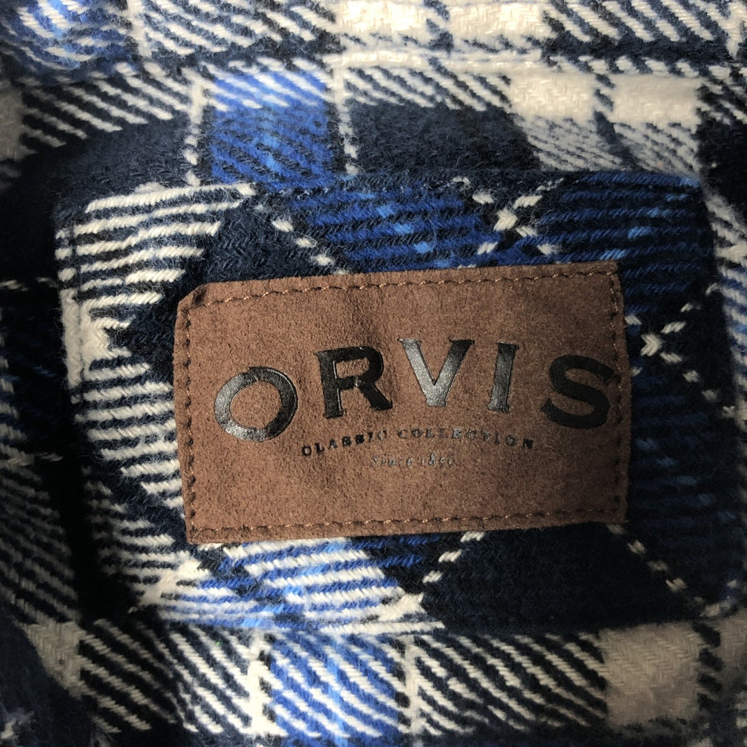ORVIS Long Sleeve Flannel Check Shirt, Men's Size L cotton blue type Vintage Second Hand
