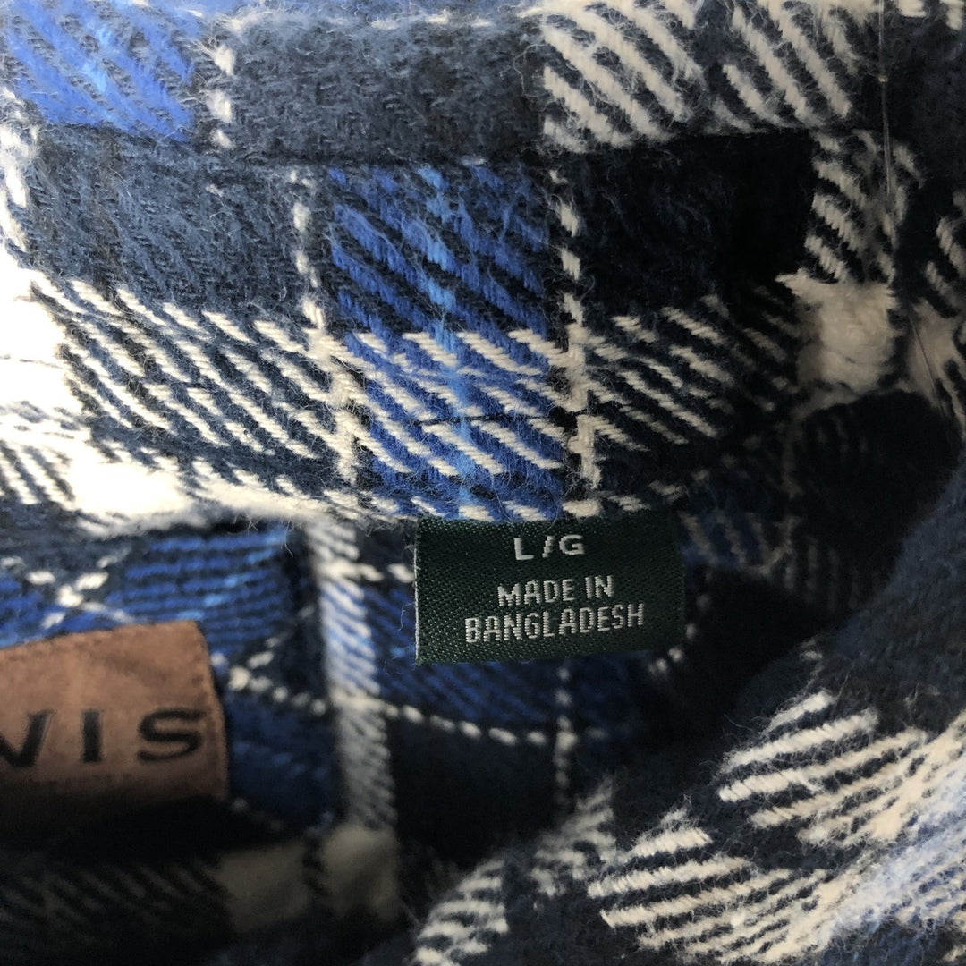 ORVIS Long Sleeve Flannel Check Shirt, Men's Size L cotton blue type Vintage Second Hand
