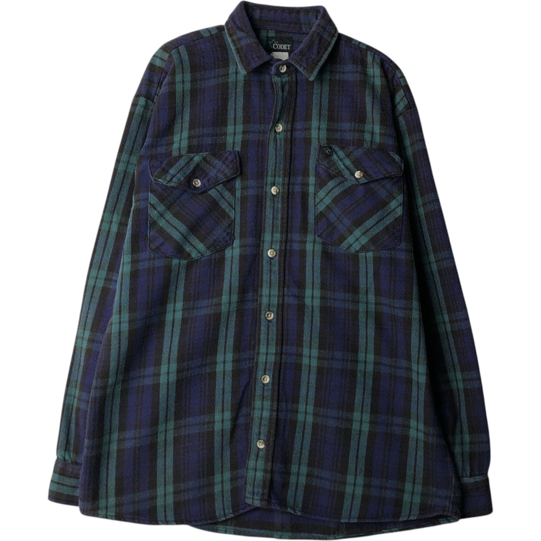 CODET Blackwatch Check Long-Sleeve Flannel Check Shirt, Men's Size L (approx.) unclear blue type Vintage Second Hand