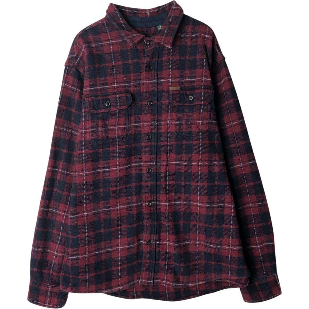ORVIS Long Sleeve Flannel Check Shirt, Men's XL Size cotton red type Vintage Second Hand
