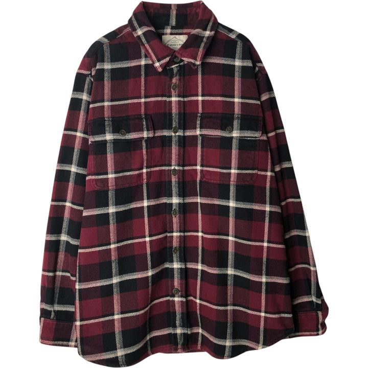 St. John's Bay Classic Fit Long-Sleeve Heavy Flannel Check Shirt, Men's Size XL (approx.) cotton Red type red-purple Vintage Second Hand