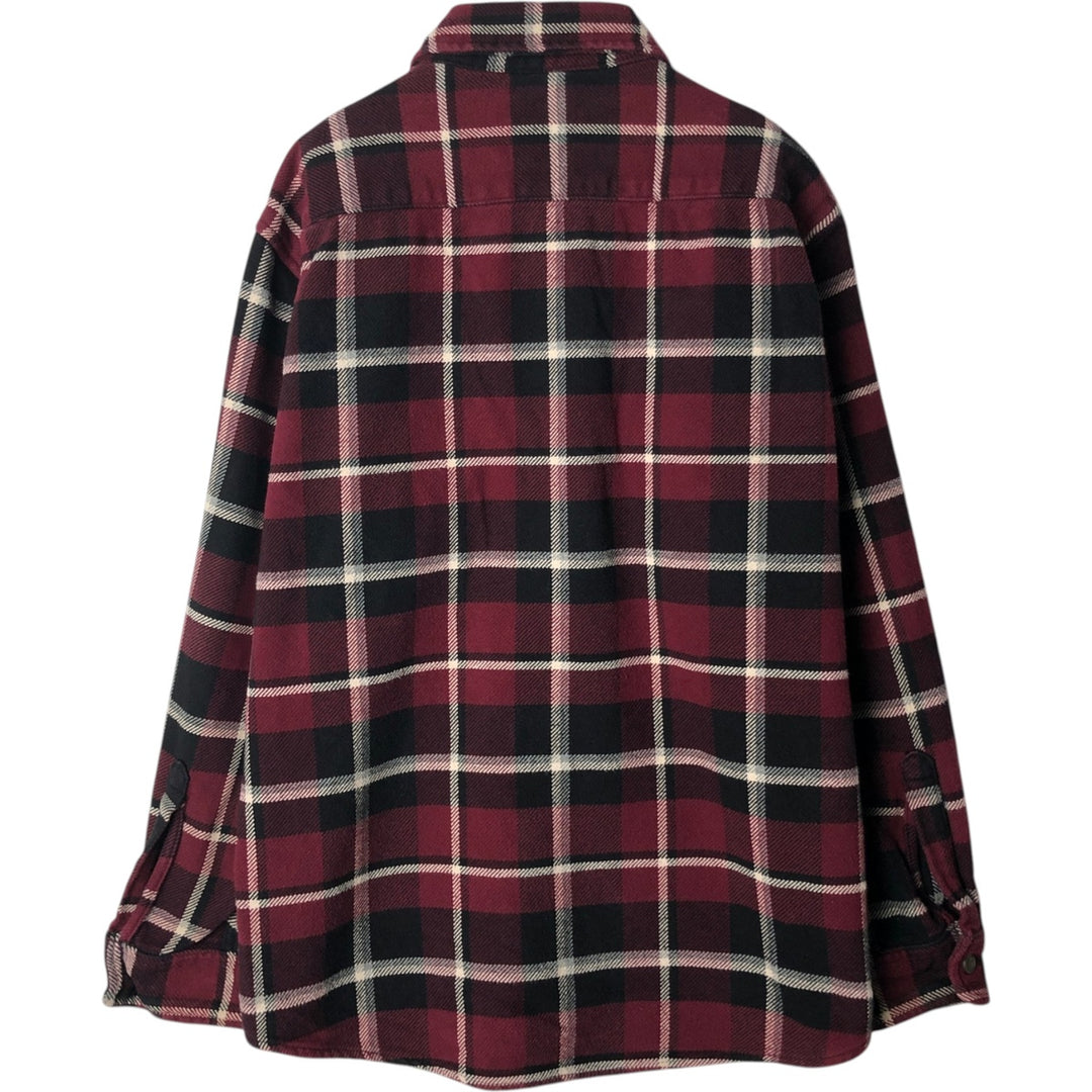 St. John's Bay Classic Fit Long-Sleeve Heavy Flannel Check Shirt, Men's Size XL (approx.) cotton Red type red-purple Vintage Second Hand