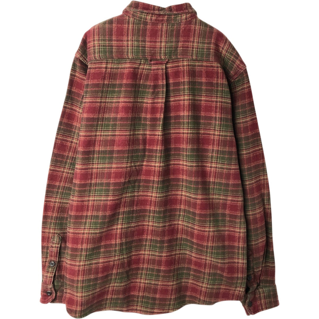 ORVIS Long Sleeve Heavy Flannel Check Shirt, Men's Size L cotton red type reddish brown Vintage Second Hand