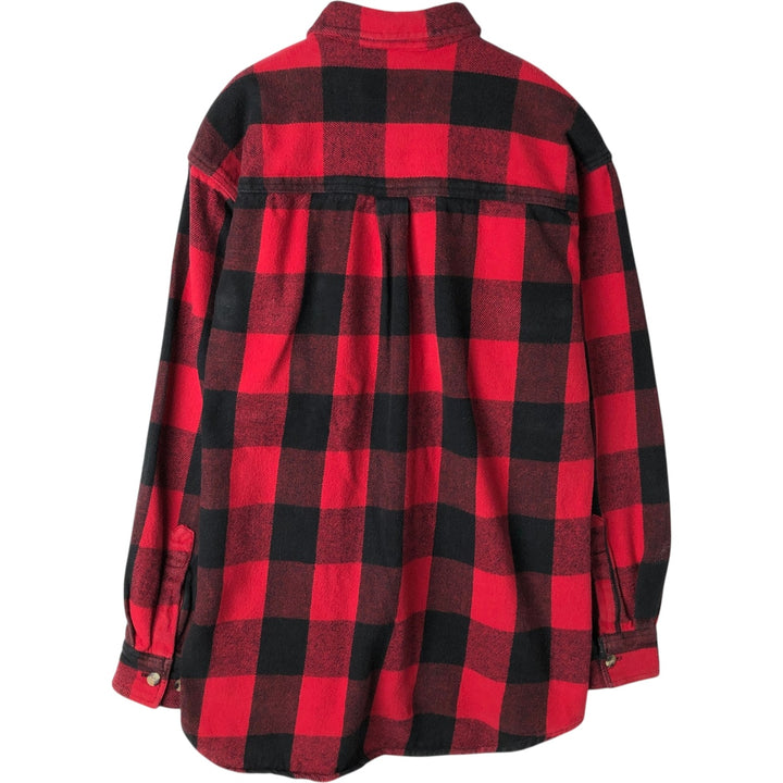 SANDY RIVER Buffalo Check Long-Sleeve Heavy Flannel Check Shirt, Men's Size L (approx.) cotton red type Vintage Second Hand