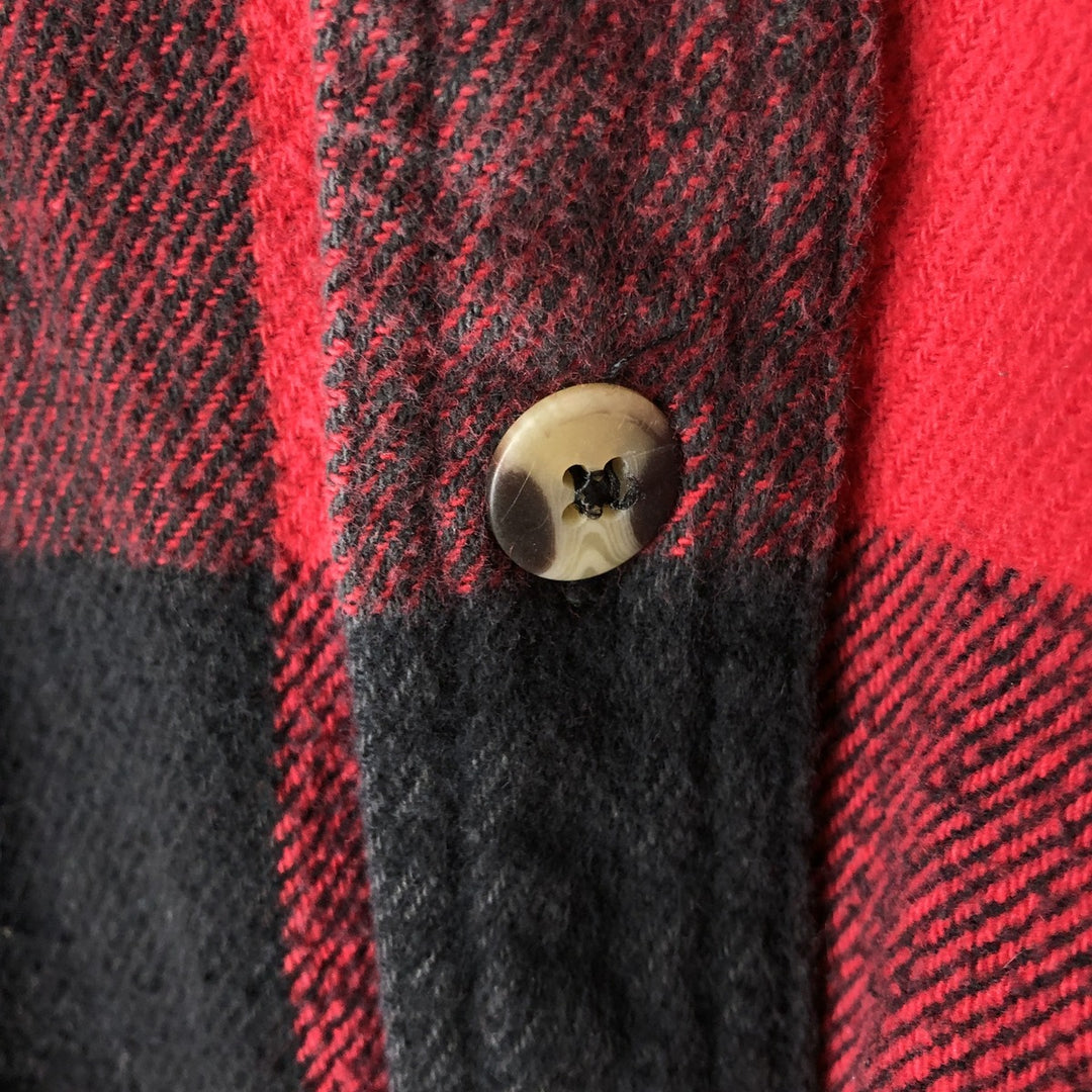 SANDY RIVER Buffalo Check Long-Sleeve Heavy Flannel Check Shirt, Men's Size L (approx.) cotton red type Vintage Second Hand
