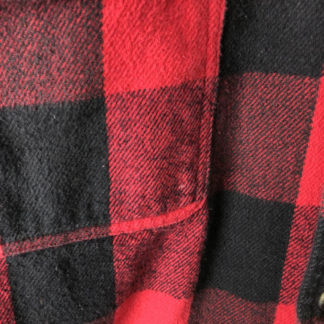 SANDY RIVER Buffalo Check Long-Sleeve Heavy Flannel Check Shirt, Men's Size L (approx.) cotton red type Vintage Second Hand