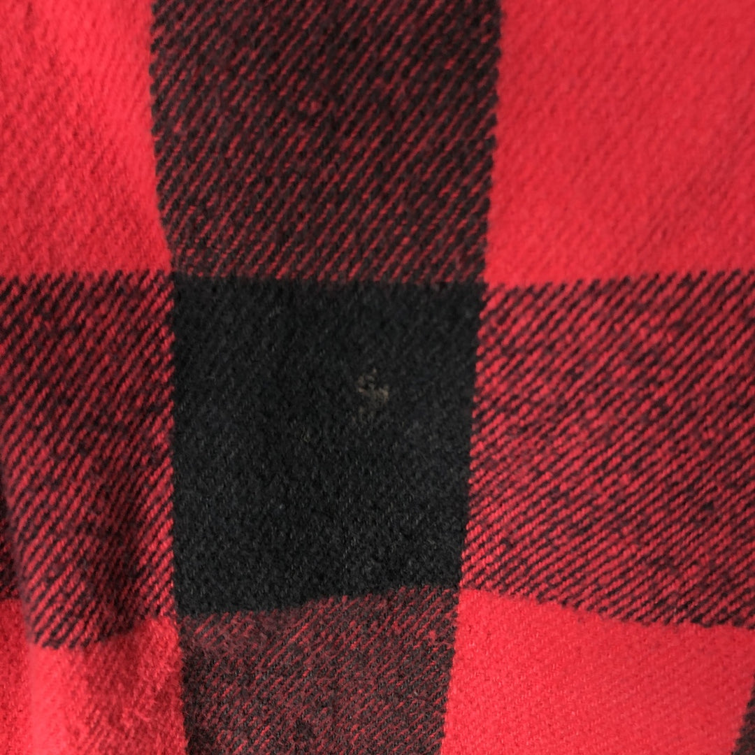 SANDY RIVER Buffalo Check Long-Sleeve Heavy Flannel Check Shirt, Men's Size L (approx.) cotton red type Vintage Second Hand