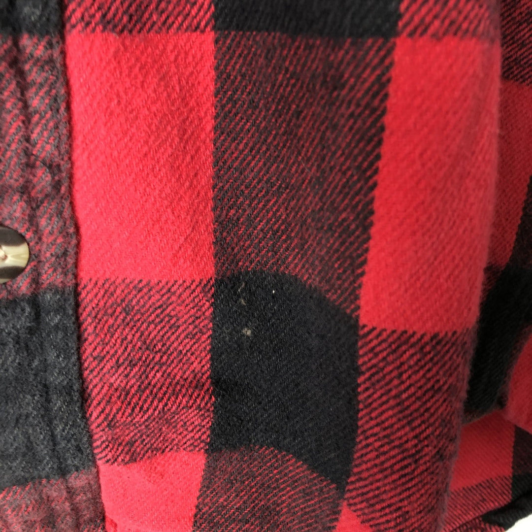SANDY RIVER Buffalo Check Long-Sleeve Heavy Flannel Check Shirt, Men's Size L (approx.) cotton red type Vintage Second Hand