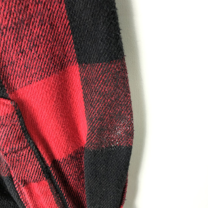 SANDY RIVER Buffalo Check Long-Sleeve Heavy Flannel Check Shirt, Men's Size L (approx.) cotton red type Vintage Second Hand