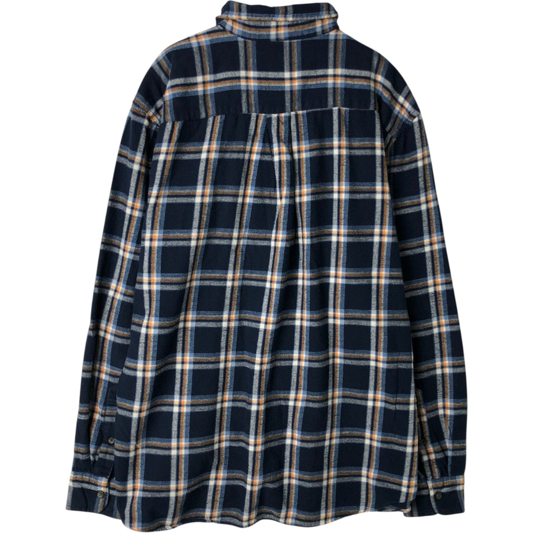 St. John's Bay Long-Sleeve Button-Down Flannel Check Shirt, Men's Size XL (approx.) cotton blue type Vintage Second Hand