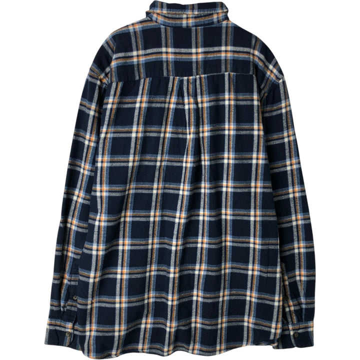 St. John's Bay Long-Sleeve Button-Down Flannel Check Shirt, Men's Size XL (approx.) cotton blue type Vintage Second Hand