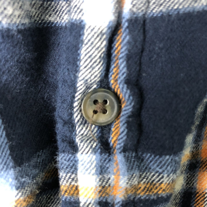 St. John's Bay Long-Sleeve Button-Down Flannel Check Shirt, Men's Size XL (approx.) cotton blue type Vintage Second Hand