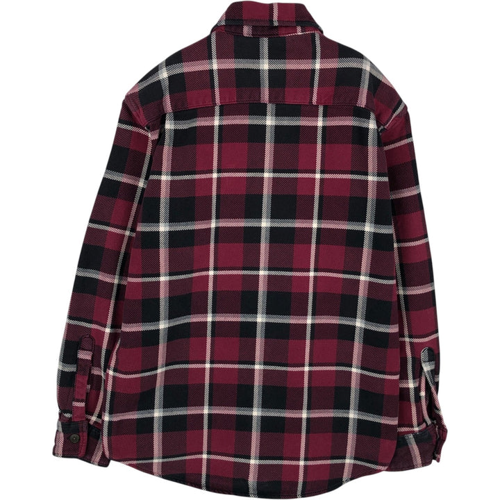 St. John's Bay Long-Sleeve Heavy Flannel Check Shirt, Men's Size M (approx.) cotton Red type red-purple Vintage Second Hand