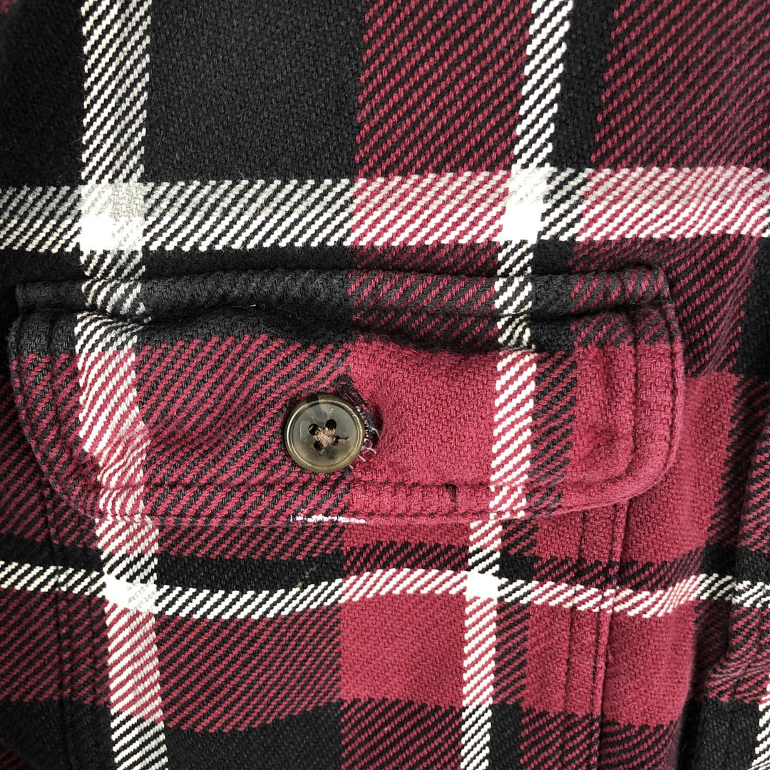 St. John's Bay Long-Sleeve Heavy Flannel Check Shirt, Men's Size M (approx.) cotton Red type red-purple Vintage Second Hand