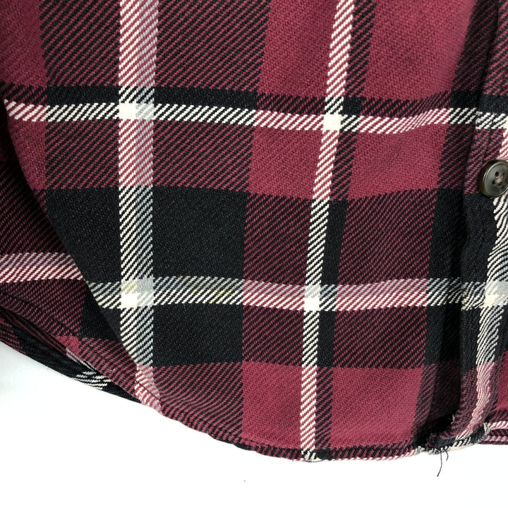 St. John's Bay Long-Sleeve Heavy Flannel Check Shirt, Men's Size M (approx.) cotton Red type red-purple Vintage Second Hand