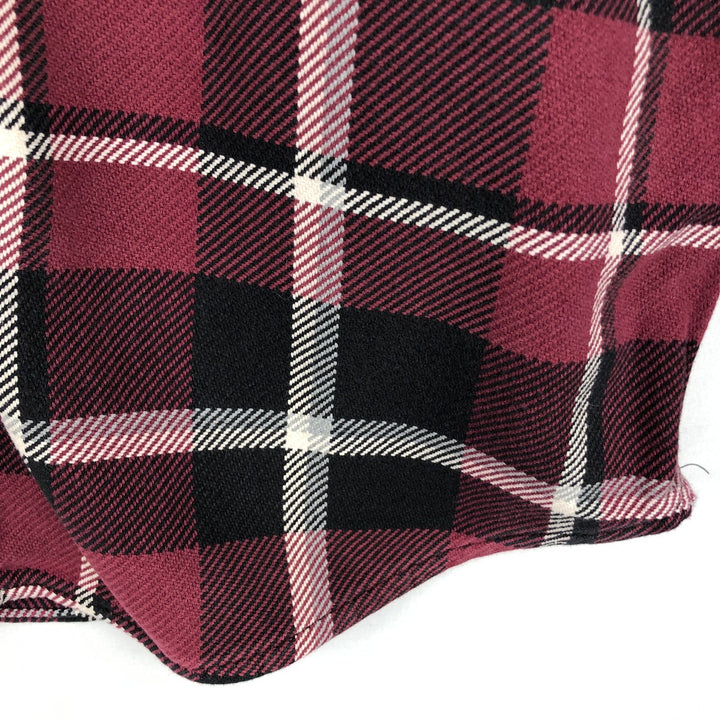 St. John's Bay Long-Sleeve Heavy Flannel Check Shirt, Men's Size M (approx.) cotton Red type red-purple Vintage Second Hand