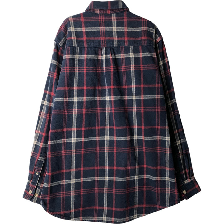 Moose Creek Long-Sleeve Heavy Flannel Check Shirt, Men's Size XL (approx.) cotton navy blue type Vintage Second Hand