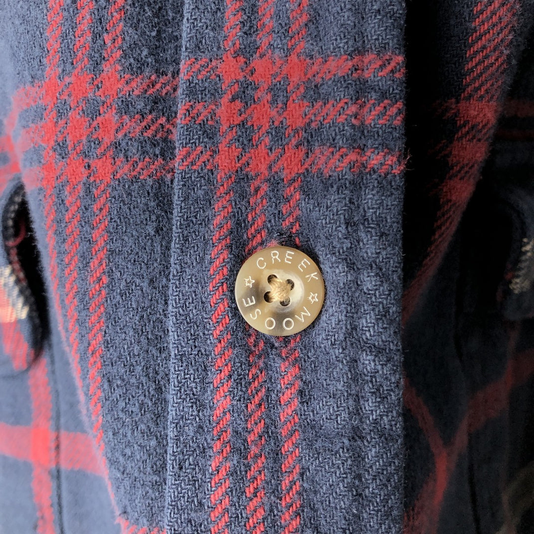 Moose Creek Long-Sleeve Heavy Flannel Check Shirt, Men's Size XL (approx.) cotton navy blue type Vintage Second Hand