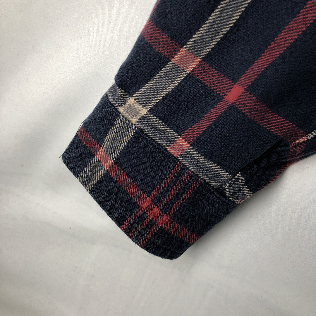 Moose Creek Long-Sleeve Heavy Flannel Check Shirt, Men's Size XL (approx.) cotton navy blue type Vintage Second Hand