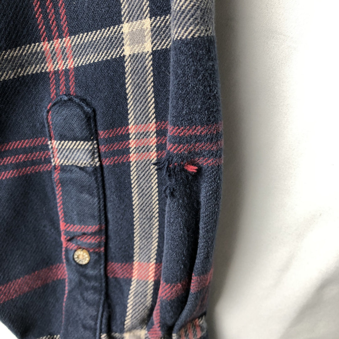 Moose Creek Long-Sleeve Heavy Flannel Check Shirt, Men's Size XL (approx.) cotton navy blue type Vintage Second Hand